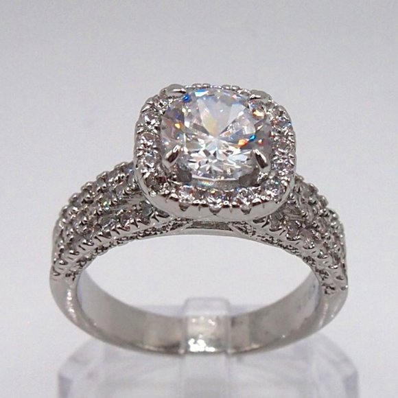 Ladies 2.50ctw Halo Bridal Diamond Ring, 18K White Gold - Picture 4 of 15